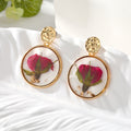 Gold Tone Pressed Flower Resin Necklace and Earring Options view 6
