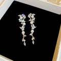 Silver And Gold Tone Floral Pearl Drop Earrings With Leaf Fringe view 6