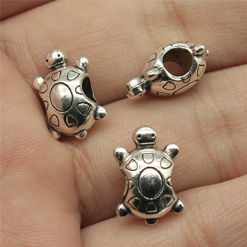 14x9x7mm 1.8g Multicolor Zinc Alloy Turtle Large Hole Beads for DIY Bracelet Jewelry Making