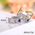 Silver Tone Multicolor Baguette Crystal Huggie Earrings view 4