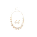 Gold Pearl Crystal Flower Necklace And Drop Earring Set view 5