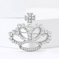 Silver Gold Tone Rhinestone Crown Openwork Brooch Pin view 2