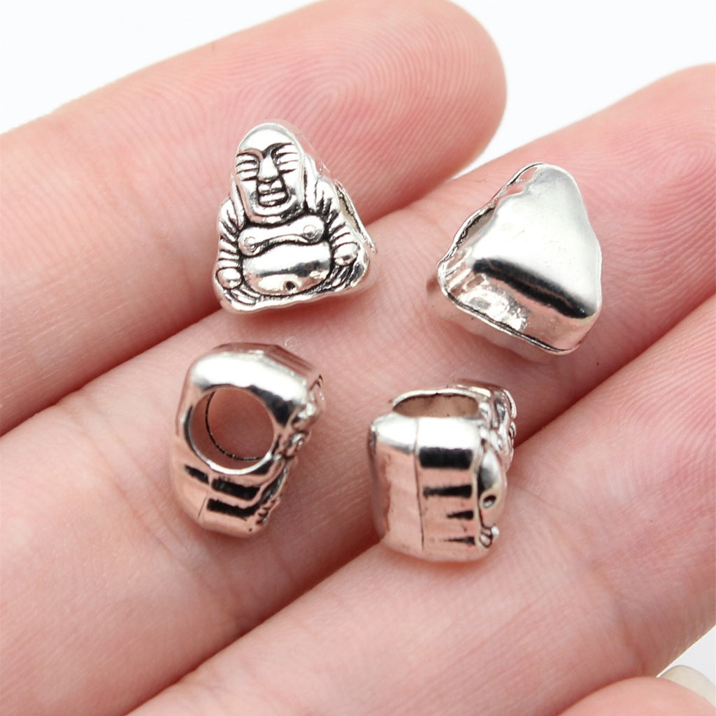 11x9.7x7.8mm 1.9g Antique Silver Zinc Alloy Buddha Large Hole Beads for Bracelet Necklace DIY