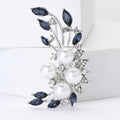 Curved Pearl Branch Brooch in Bright Blue or Deep Navy view 2