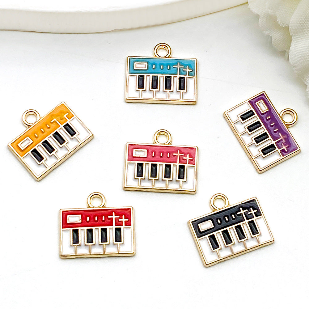 Color Enamel Zinc Alloy Guitar Violin Piano Music Note Charm Pendant for DIY Jewelry