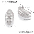 Ribbed Twisted Stripe Ear Studs Gold Silver Titanium Steel view 7
