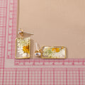 Gold Tone Rectangular Pressed Daisy Resin Stud Drop Earrings view 4