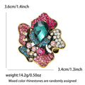 Mixed Color Rhinestone Flower Cluster Brooch With Teardrop Center view 5
