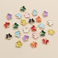 Tiny Colorful Butterfly Enamel Charms with Gold Tone Edges view 1
