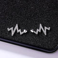 Heartbeat Line Crystal Stud Earrings in Polished Metal view 4