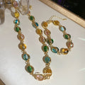 Gold Oval Multicolor Resin Cabochon Bracelet and Necklace view 4