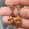 Heart Stud Teardrop Drop Earrings Pink Yellow Blue Clear view 7