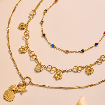Color Crystal and Sea Charm Necklace Bracelet Collection