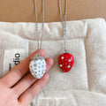 Strawberry Pendant Necklace in Red and White Options view 4