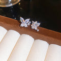 Silver Tone Crystal Butterfly Stud Earrings Statement Fashion Jewelry view 6