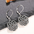 Antique Silver Celtic Knot Disc Leverback Earrings view 2