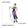 Fashion Woman And Dog Enamel Brooch In Two Outfits view 7
