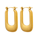 U-Shaped Ribbed Geometric Hoop Earrings Gold Or Steel view 5