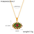 Gold Enamel Evil Eye Pendant Necklace Crystal Center 40+5cm view 10