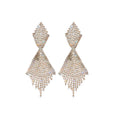 Blue and Clear Crystal Bow Fringe Statement Drop Earrings view 5