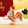 Mixed Jeweled Rooster and Hen Keychains in Three Distinct Designs view 6