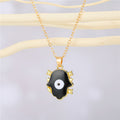 Gold Tone Hamsa Hand Evil Eye Pendant Necklaces in Five Colors view 4