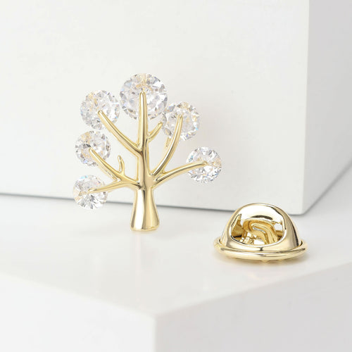 Crystal Money Tree Lapel Pin displayed at an angle