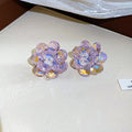 Iridescent Crystal Flower Stud Earrings in Seven Colors view 7