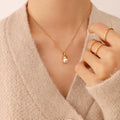 Gold Teardrop Cap Faux Pearl Pendant Necklace Chain view 1