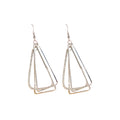Gold and Silver Layered Triangle Extra Long Hook Earrings view 5
