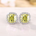 Cushion Halo Stud Earrings In Ten Bright Center Colors view 10