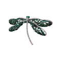 Silver Tone Large Dragonfly Brooch With Green Purple And Clear Crystals view 5