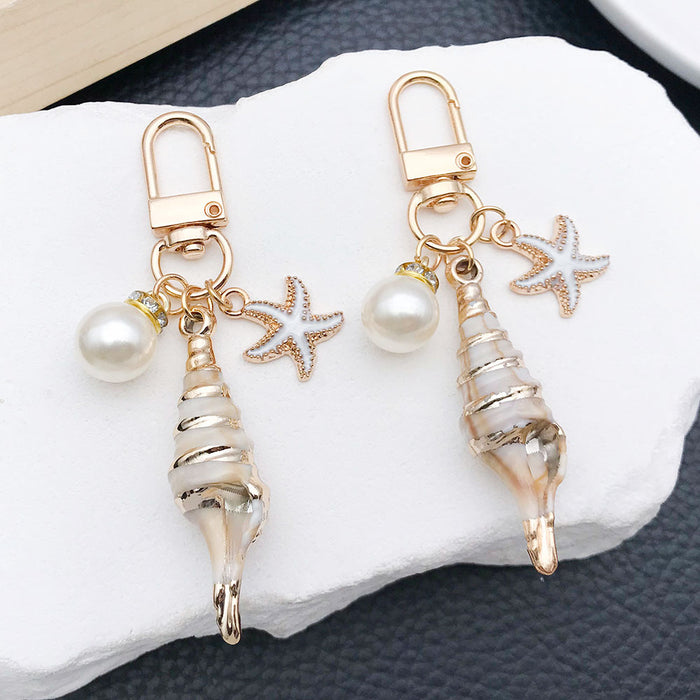 Gold Tone Conch Scallop Starfish and Pearl-Look Clasp Charms for Accessory Making