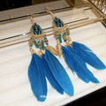 Blue Feather Tassel Hook Earrings In Three Designs view 2