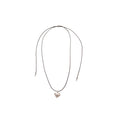 Silver Tone Puffy Heart Pendant Black Cord Necklace view 5
