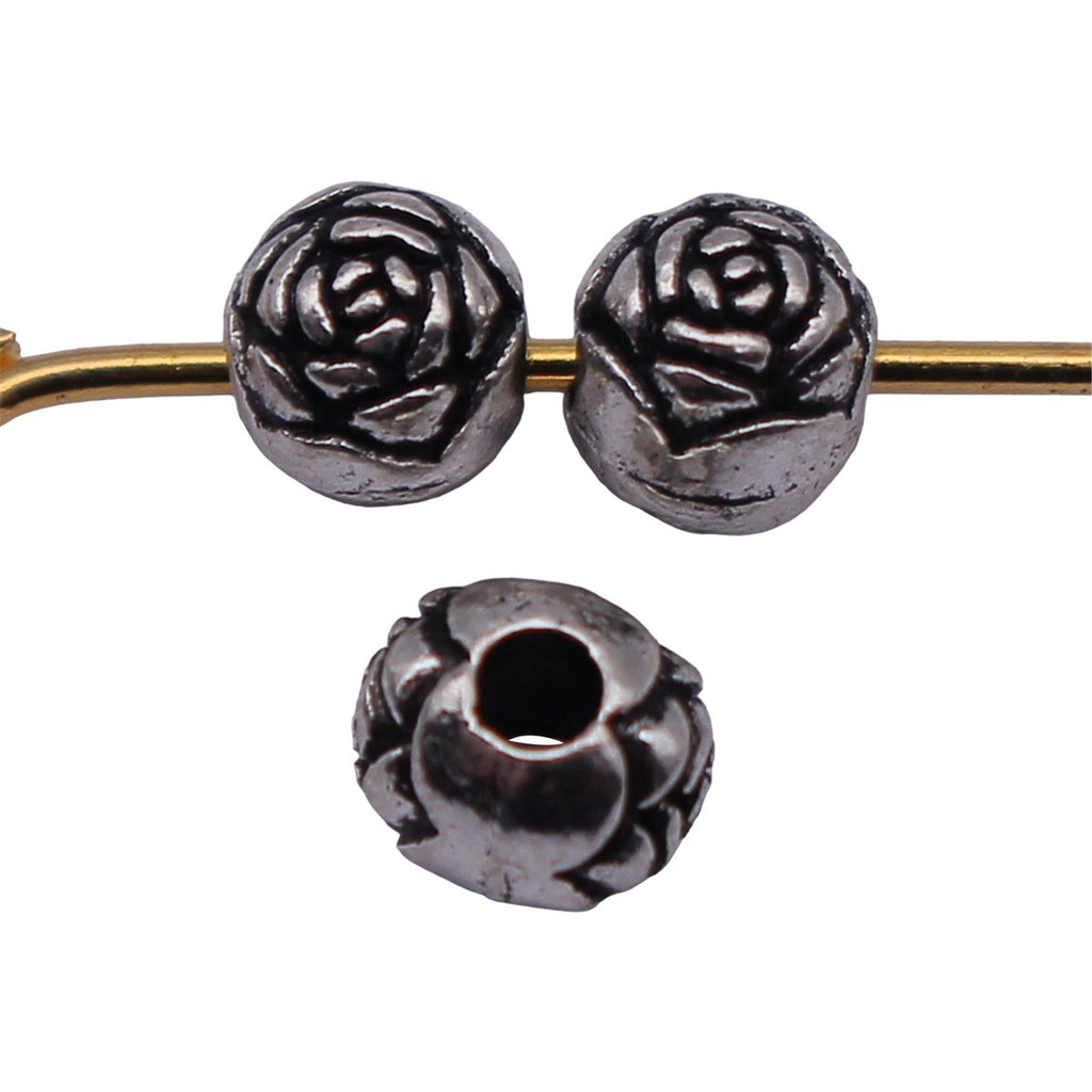 4.8x4.4x4mm 0.22g Antique Silver Zinc Alloy Flower Texture Spacer Beads for Bracelet Necklace Jewelry Making
