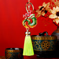 Enamel Coiled Chinese Dragon Tassel Keychains in Ten Colors plus Assorted view 3