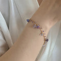 Gold Purple Crystal Cluster Charm Necklace Single Style view 3