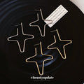Wire Star Cross Stud Earrings With Polished Metal Tone Details view 2