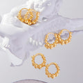 Gold Beaded Hoop Earrings Small Round Balls Copper Pair view 4