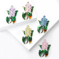 Lilac Flower Brooch With Clustered Colored Blossoms Above Glossy Green Enamel Leaves view 3