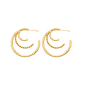 Triple Layer C Hoop Earrings Smooth And Twisted Bars view 5