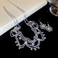 Multi Layer Rhinestone Bib Necklace Flower Hook Earring Sets view 7