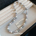 White and Blush Pearl Look Beaded Necklace with Silver Tone Clasp view 4
