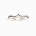 Cross And Clear Stone Open Double-Rail Ring In Silver Tone view 5