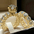 Round Solitaire Full-Eternity Clear Stone Ring In Gold And Silver Tones view 3