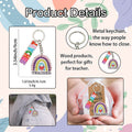 Teacher Rainbow Heart Dual Charm Wood Keychain Metal Ring view 4
