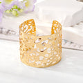 Gold Tone Wide Irregular Openwork Hammered Cuff Bracelet view 2