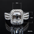 Silver Tone Emerald Cut Clear Stone Split Band Ring view 5