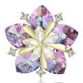 Faceted Crystal Flower Brooch with Pearl Petals Decorative Clothing Pin view 2